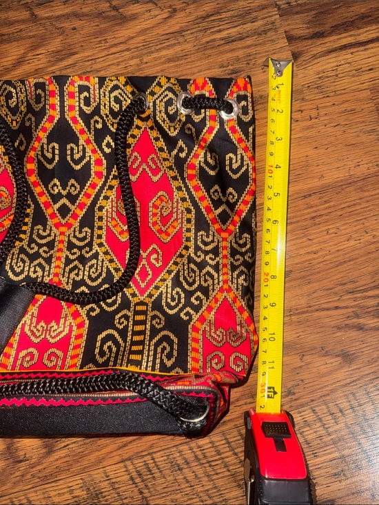 Ethnic Embroidered Bucket Bag in Black & Red main image 10